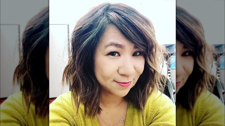 Woman with side bangs