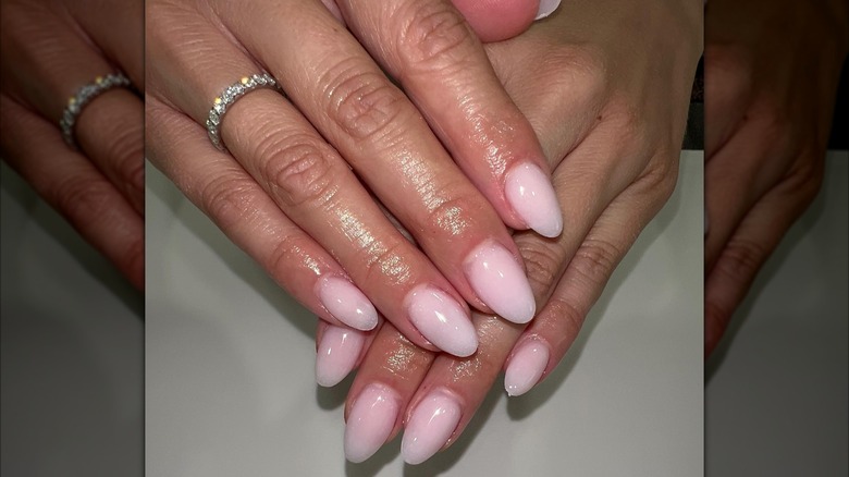 Pale pink almond nails on Instagram