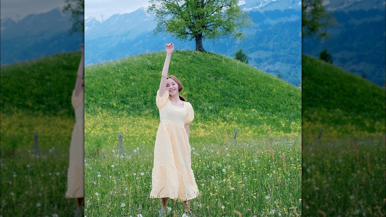 Woman in a yellow dress