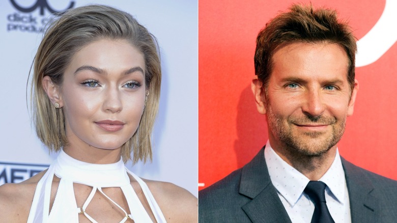 Side by side headshots of Bradley Cooper and Gigi Hadid