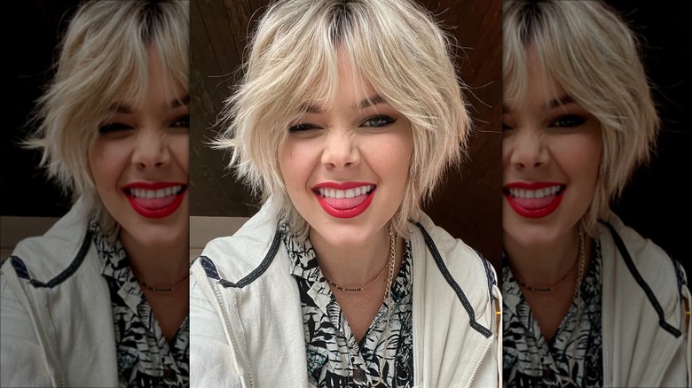 Woman with a bixie hair cut