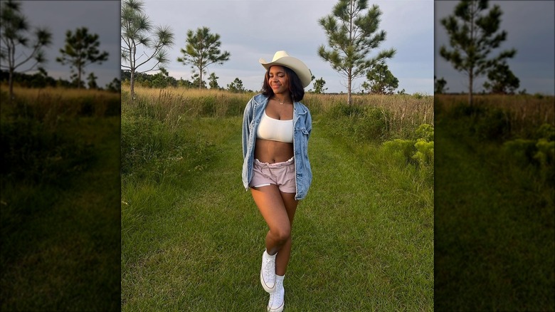 Women in a western inspired outfit