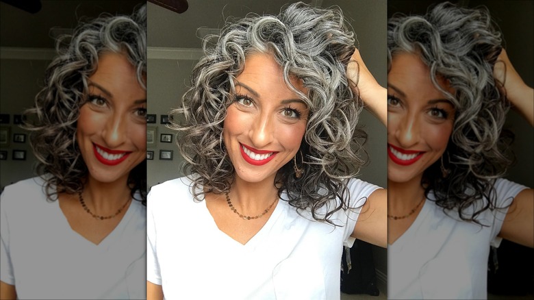 Woman with curly shag hair