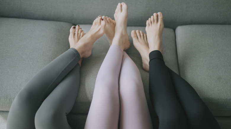 Women wearing leggings