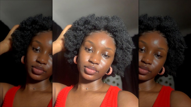 Woman with short afro hair