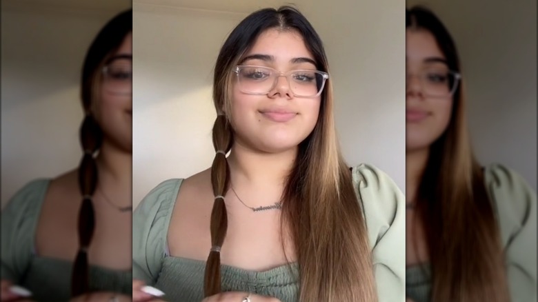 Woman with bubble braids