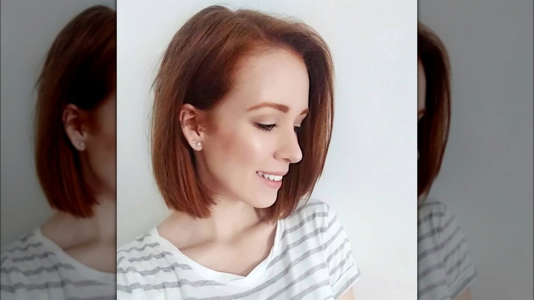 Woman with an asymmetric bob