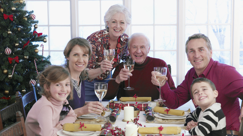family posing for christmas picture