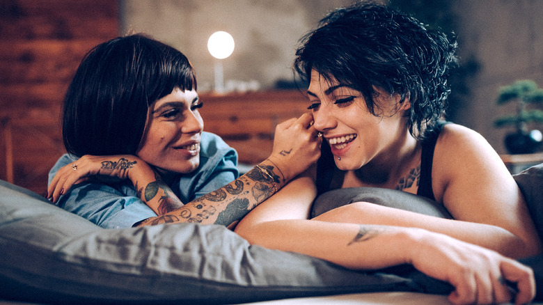 Affectionate lesbian couple