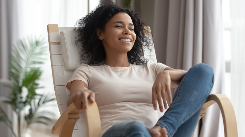 Woman in chair looking relaxed