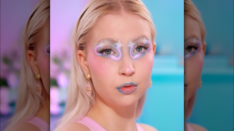 Trans flag inspired makeup