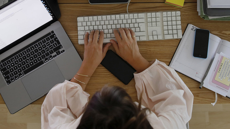 woman at office computer