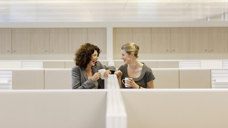 Coworkers smiling together