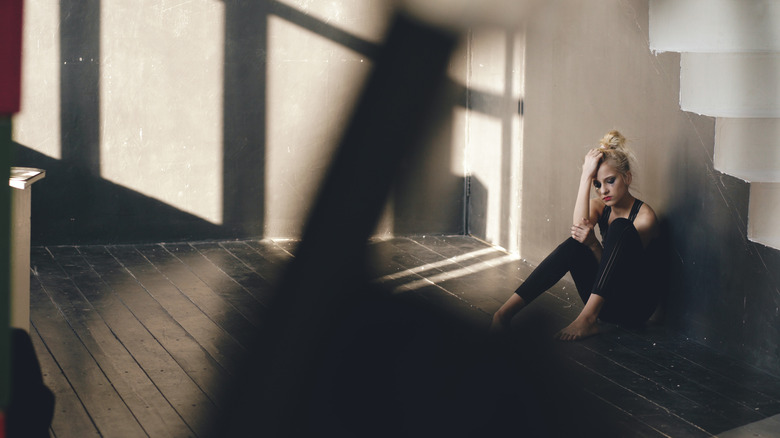 Sad woman after dancing