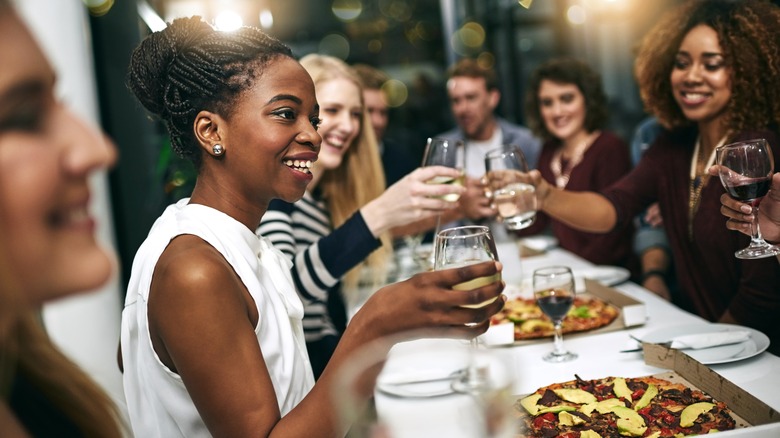 Friends having dinner