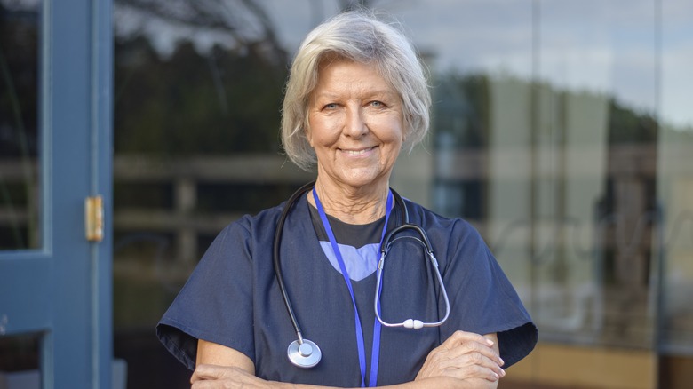 Woman with gray hair