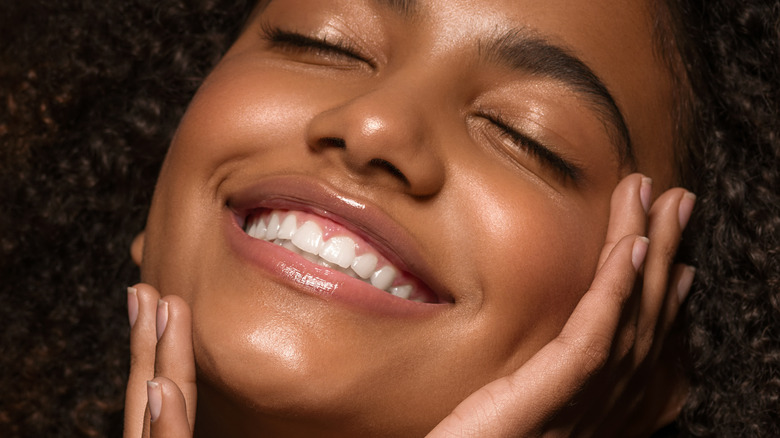 Woman with glowy skin
